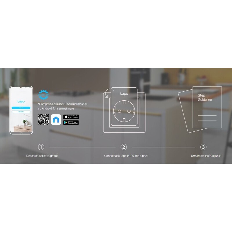 Priză Smart TP-LINK Tapo P100 2-pack - Control Wi-Fi și Vocal - imagine 3