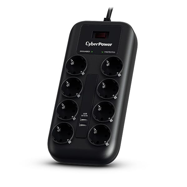 Prelungitor Cyber Power 8 Prize + 2 USB, Protecție Supratensiune - imagine 2