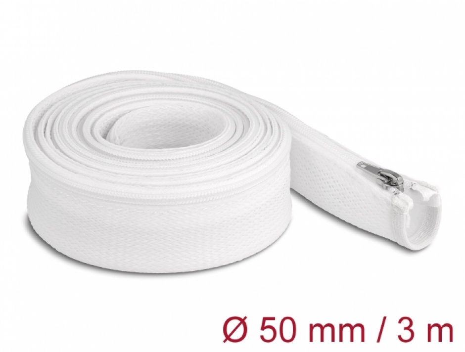 Plasa Cabluri cu Fermoar Delock 3m, Alb, Protecție