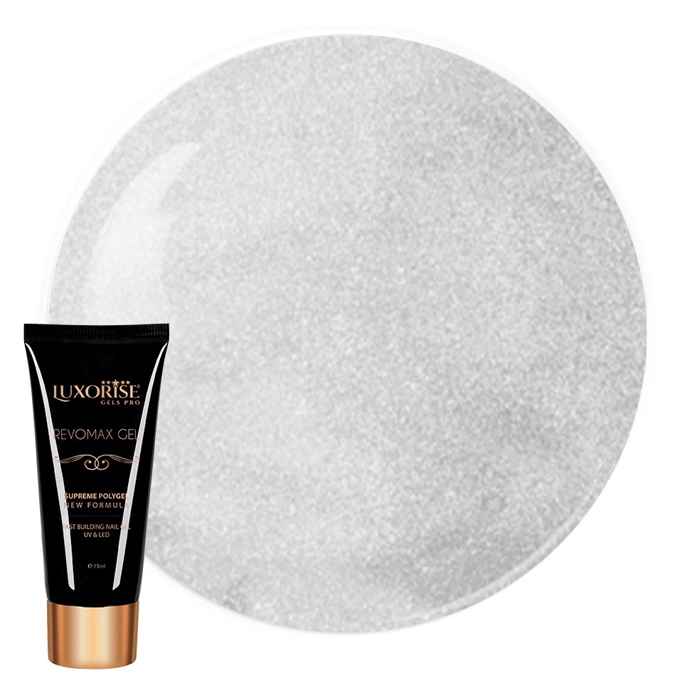 Polygel Luxorise Melted Silver 15ml - Unghii Rezistente - imagine 2
