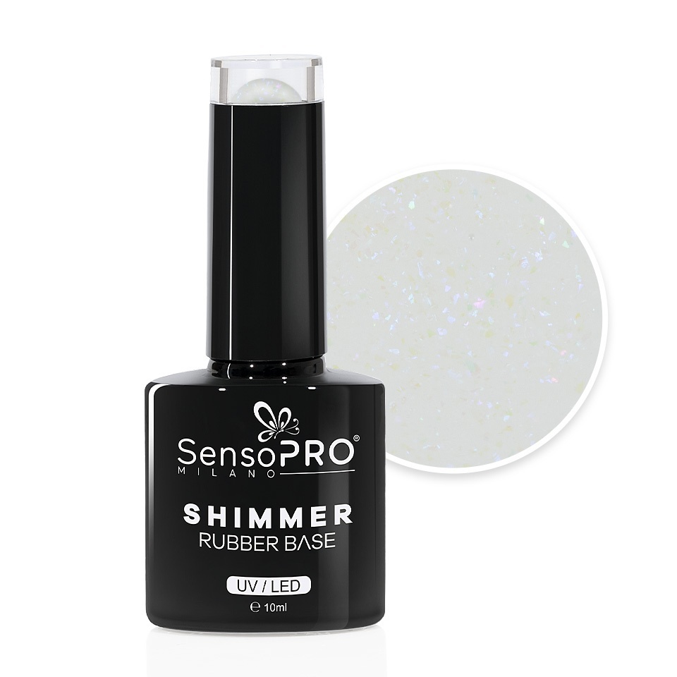Shimmer Rubber Base SensoPRO #20 Milky White 10ml - imagine 2