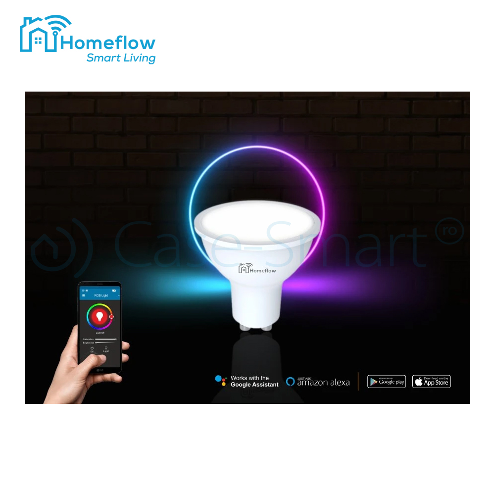Bec Inteligent LED Homeflow GU10 RGB, Control Wi-Fi - imagine 4