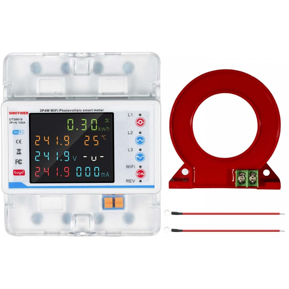 Contor Trifazic WiFi Tuya, Bidirecțional, 100A, Sinotimer