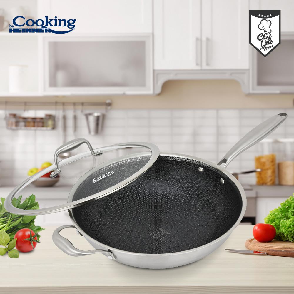 Tigaie Wok Heinner Titanium3 30cm Inox cu Capac - 4.5L - imagine 7