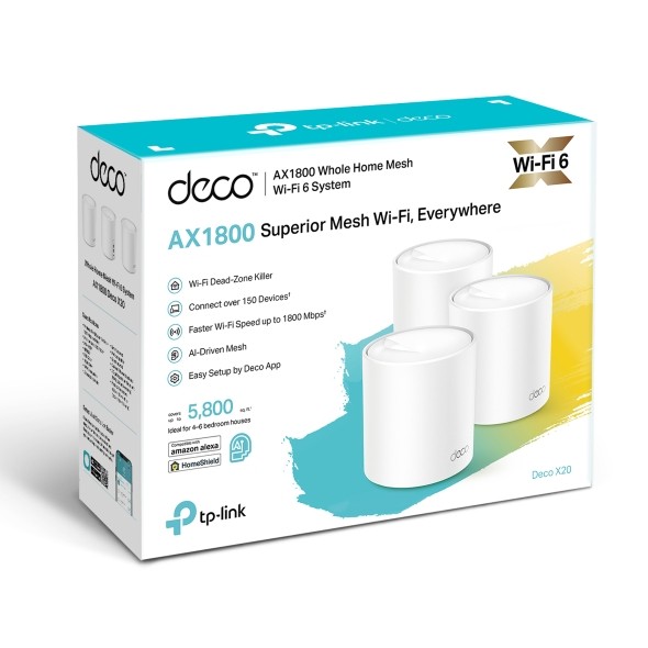 TP-Link Deco X20 AX1800 Mesh WiFi 6 - 3 unități, 530m² acoperire - imagine 7