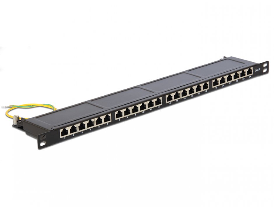 Patch Panel Delock 19" 24 Porturi Cat.6, 0.5U, Negru