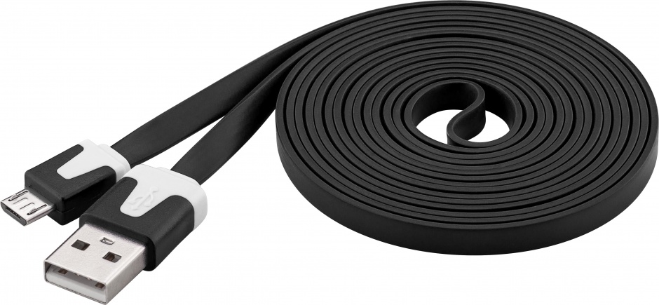 Cablu USB MicroUSB Flat Negru 2m Goobay