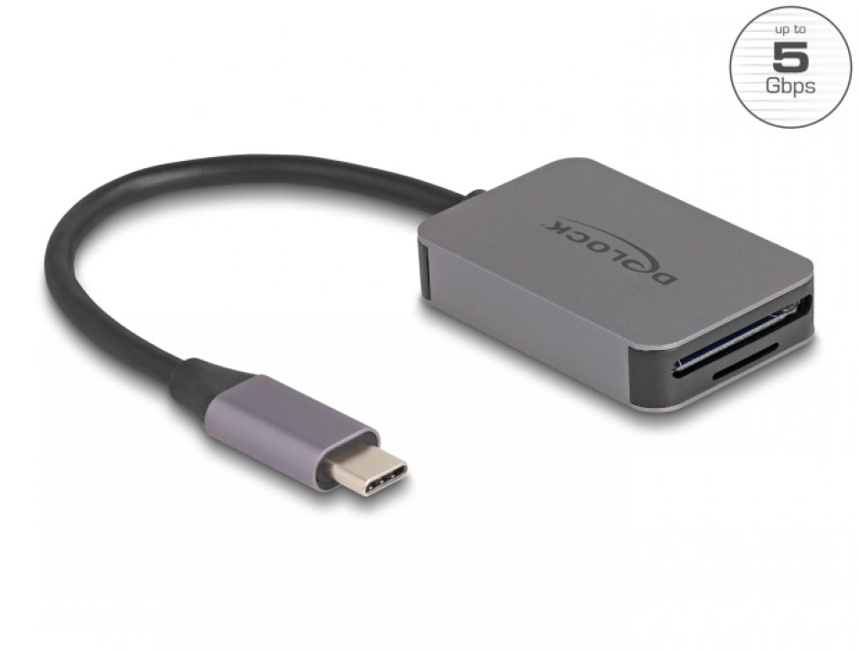 Cititor Carduri USB-C Aluminiu Delock 5Gbps