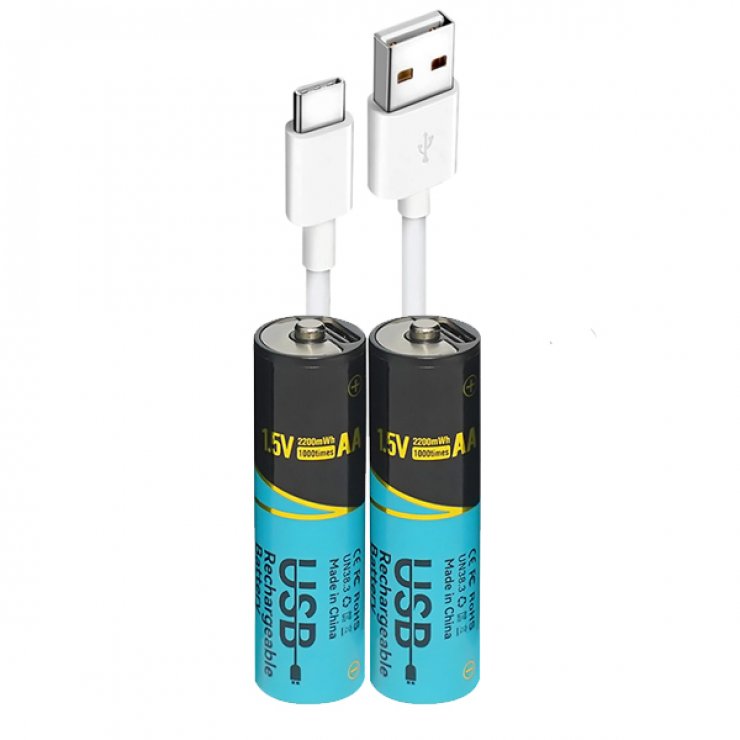 Acumulatori AA Litiu 1.5V 2200mWh USB Type-C, Set 2 buc OEM