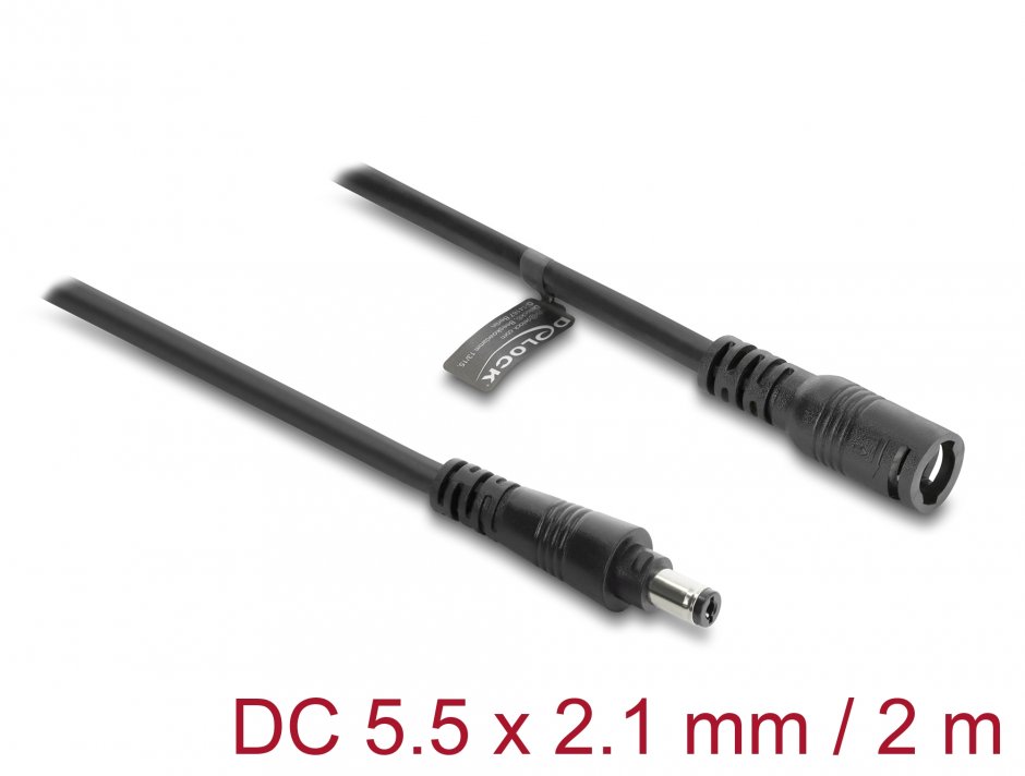 Cablu Delock DC 5.5x2.1mm 2m cu blocare baionetă
