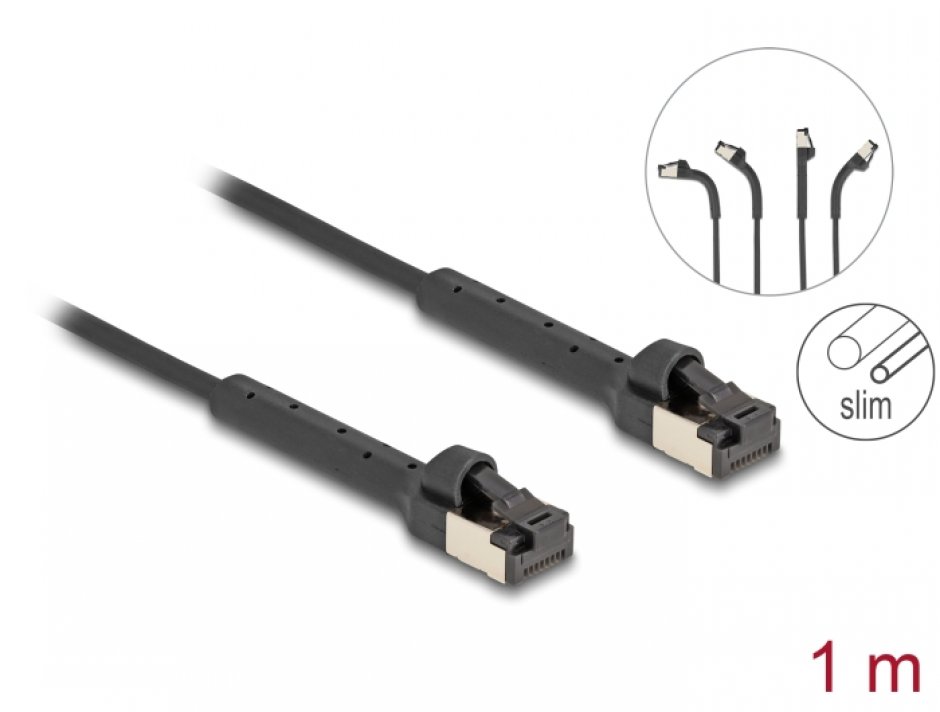Cablu Retea Delock Slim Cat.6A U/FTP Unghi 1m