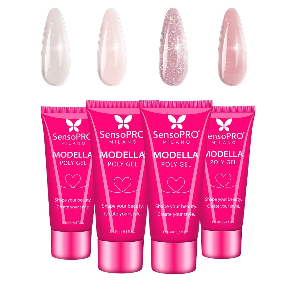 Set 4 Polygel SensoPRO Milano Velvet Nails 02, 4 x 15ml