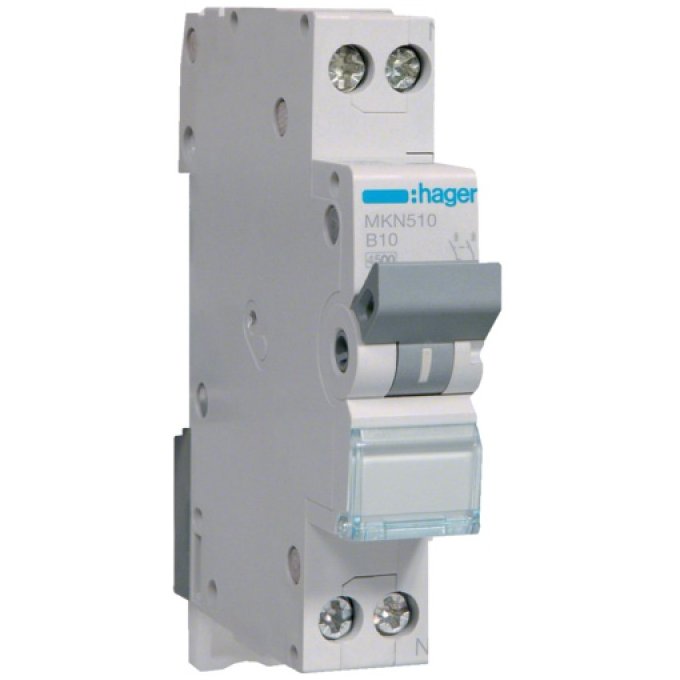 Siguranță Hager 1P+N 10A, Curba B, 6kA