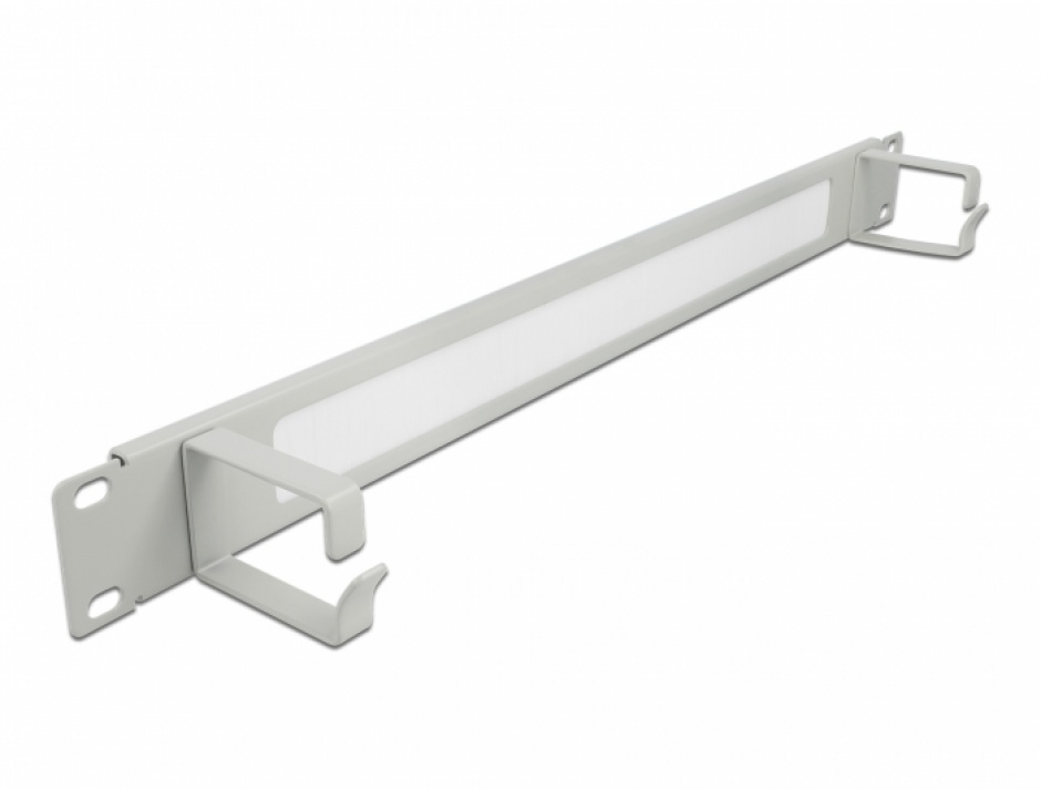Organizator cabluri 19" Delock, 1U, 2 inele + perii, Gri