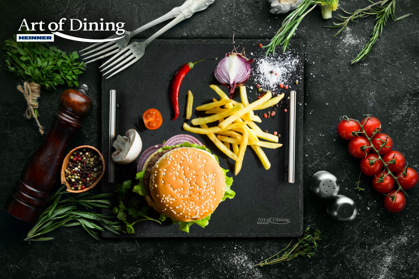 Platou Ardezie Heinner 30x30 cm Manere Inox - Cooking Line