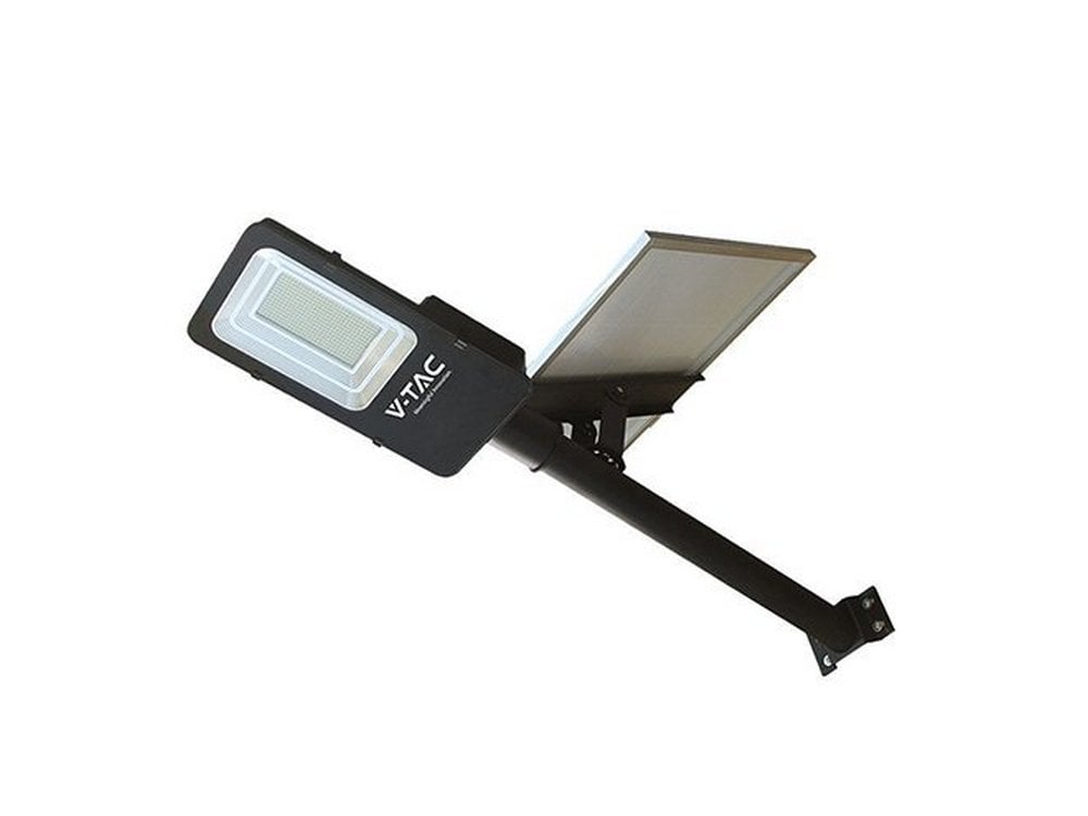 Lampa stradala solara hibrida LED V-TAC, 50W, 4000 Lm, 6500K, baterie 50.000mAh, aluminiu, IP65, SKU-23579