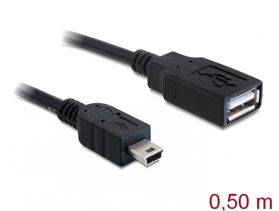 Cablu USB 2.0 la Mini USB 0.5m, Delock 82905