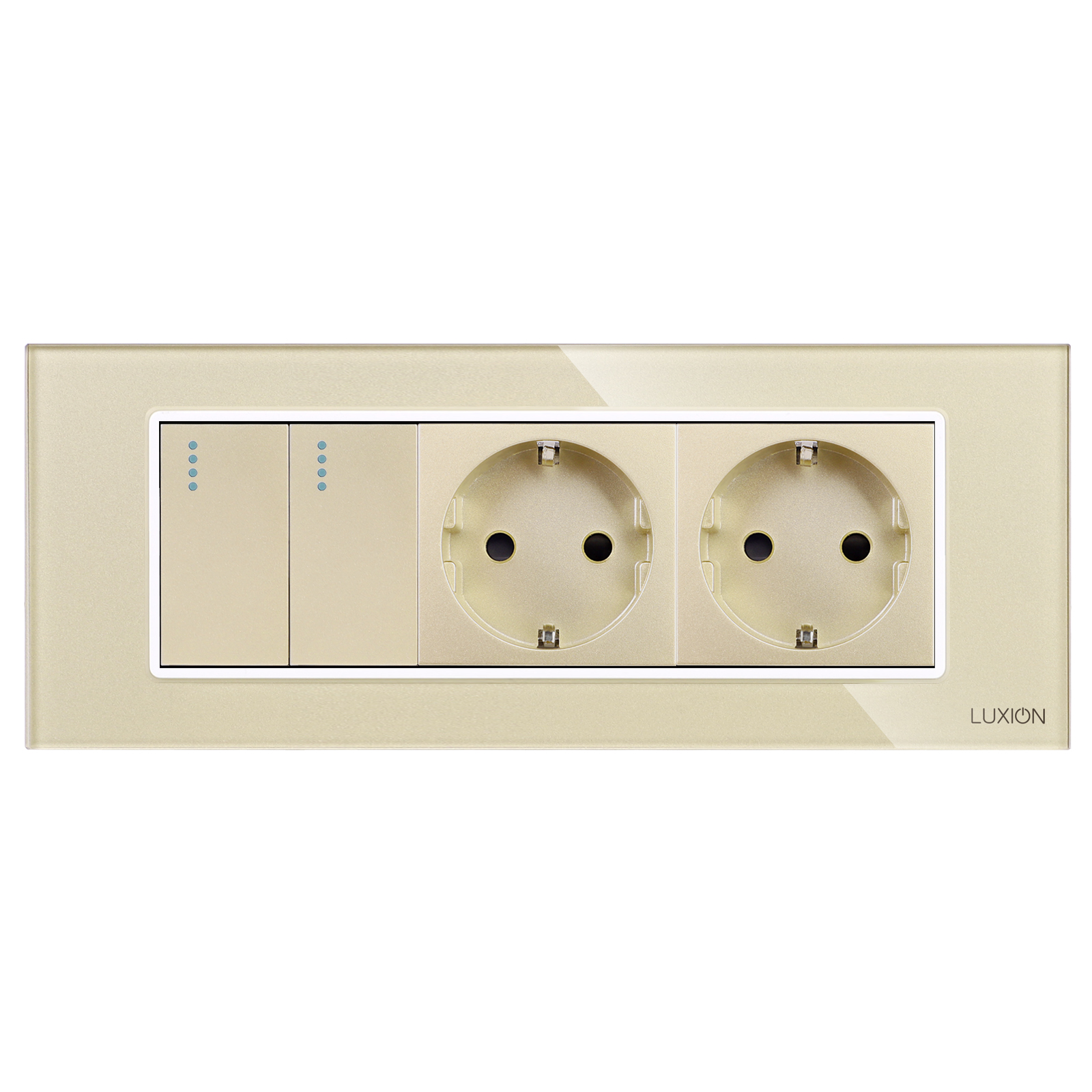 Intrerupator Dublu + 2 Prize Sticla LUXION, IP44 - imagine 10