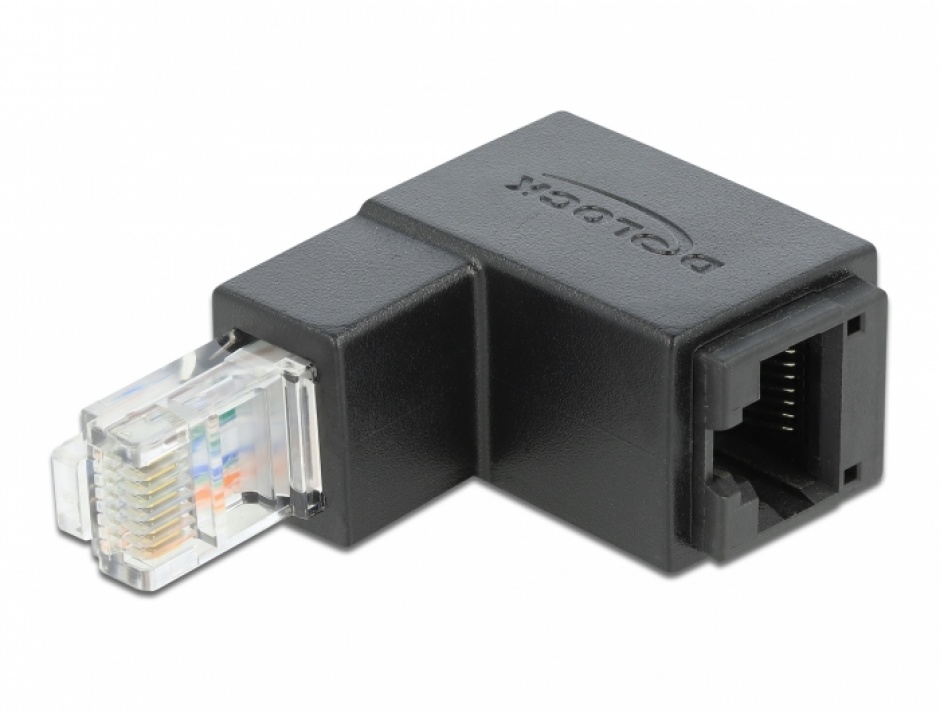 Adaptor RJ45 Unghi Jos Delock Cat.6 Negru