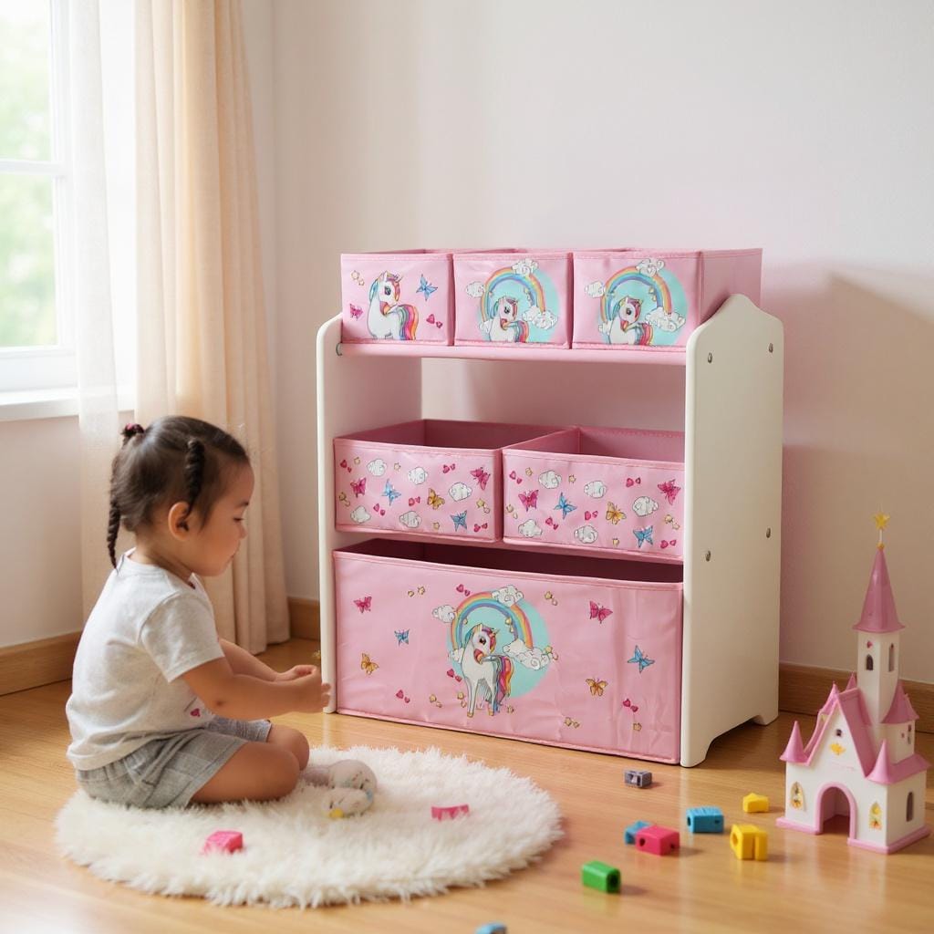 Dulap Depozitare Jucării Unicorns U-Grow - 6 Cutii Textile - imagine 4