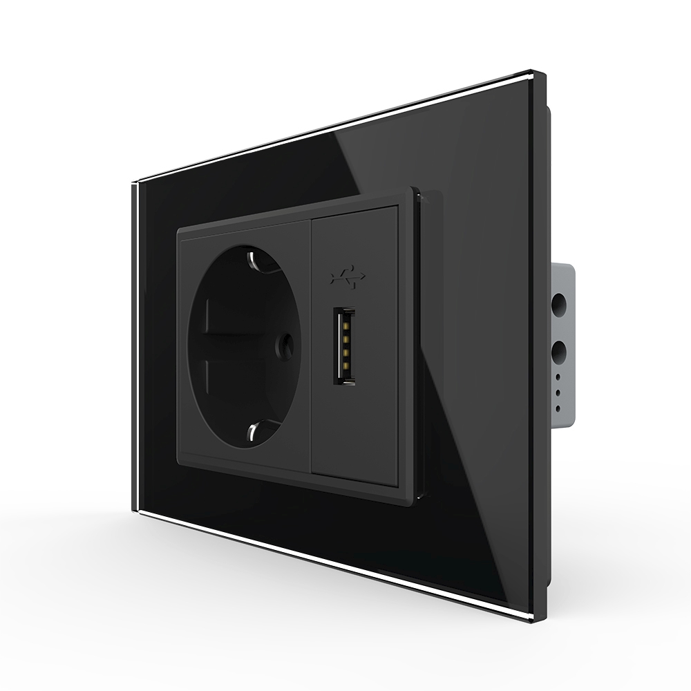 Priza Simplă cu USB Livolo, Italiană, Sticlă - imagine 5
