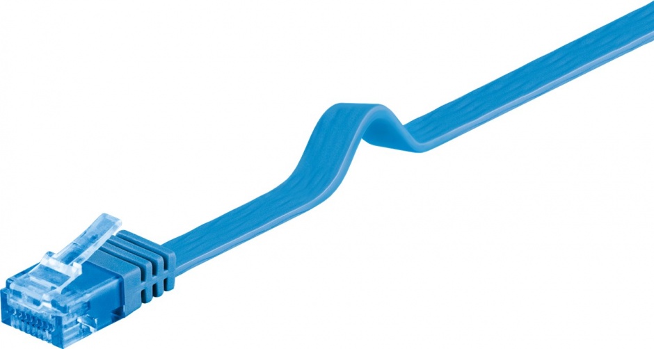 Cablu Goobay RJ45 CAT6A Flat 1m Albastru