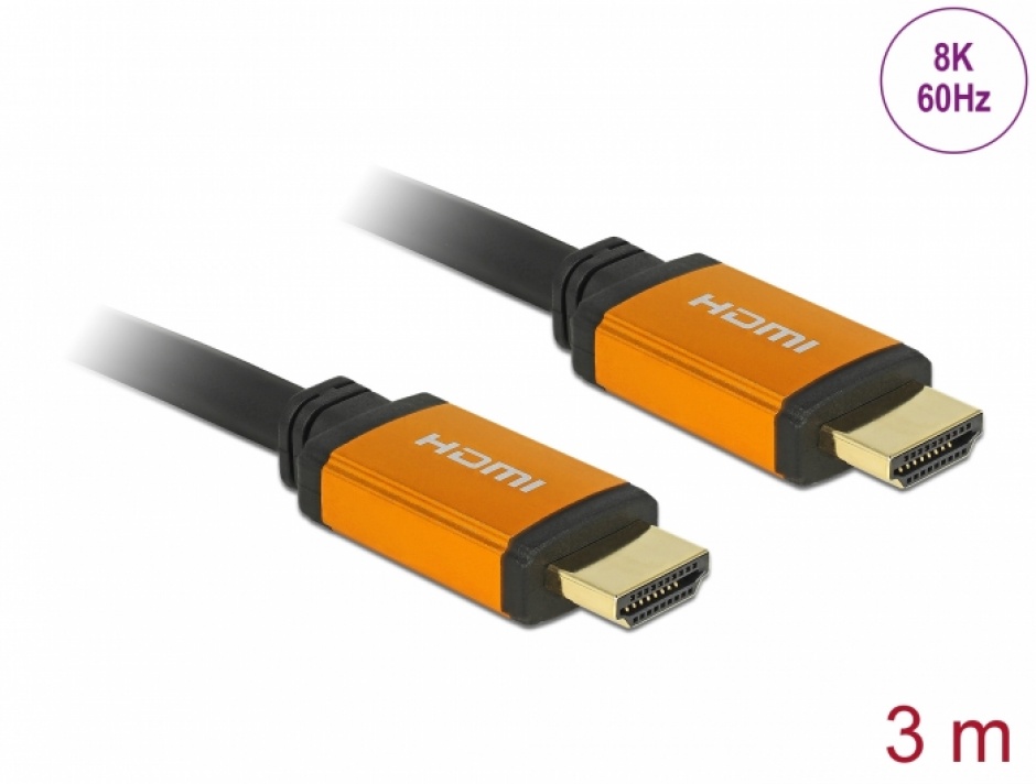 Cablu HDMI Delock 8K 3m, eARC, 48Gbps, Negru