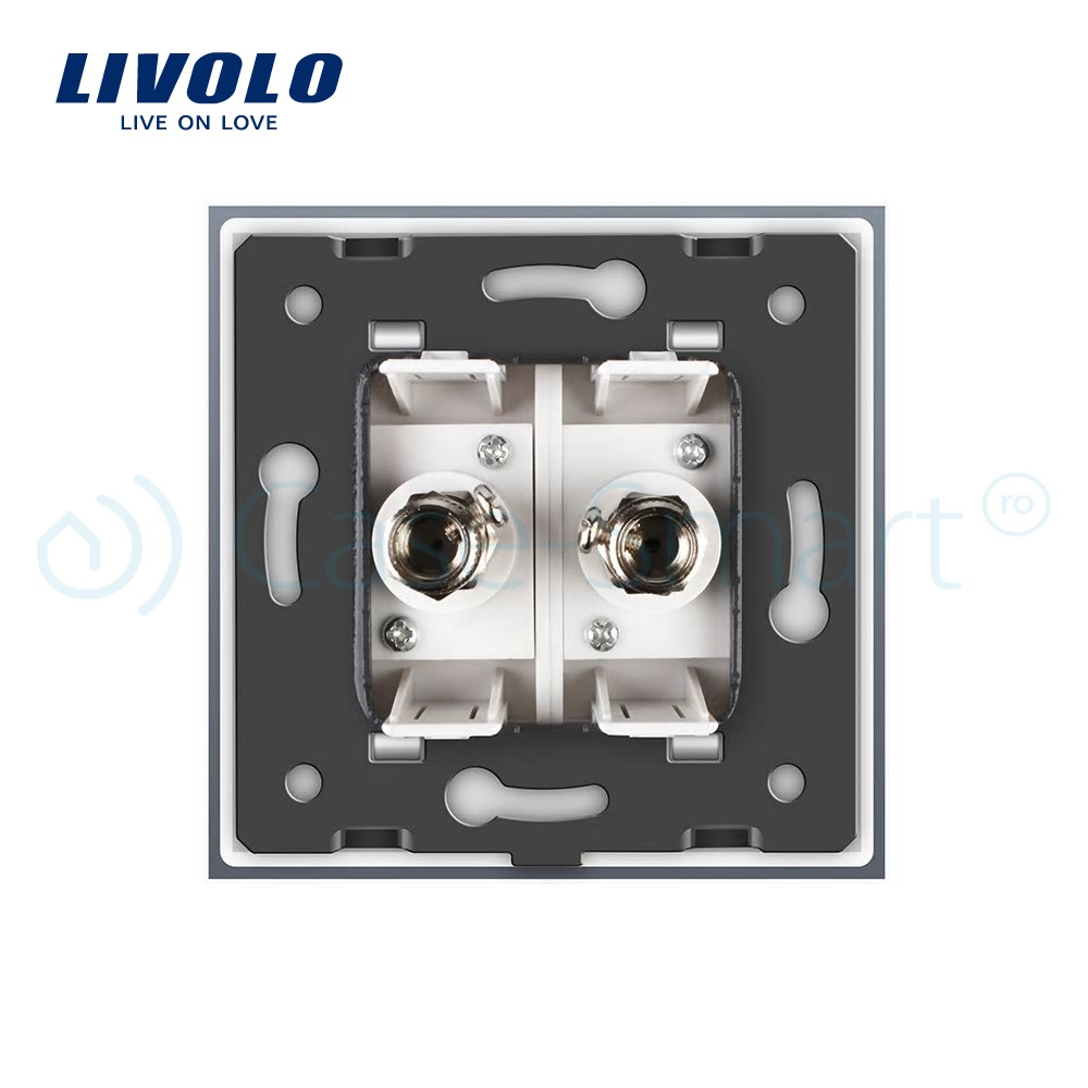 Priză TV Dublă Livolo cu Ramă Sticlă - imagine 4