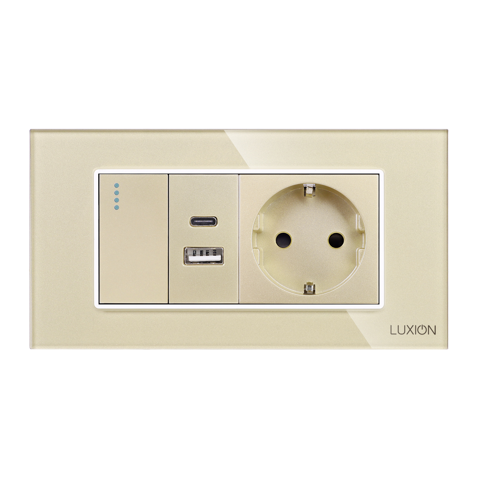 Intrerupator + Priza USB A+C + Schuko cu Rama Sticla LUXION - imagine 10