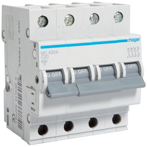 Siguranță Hager 4P 20A 6kA, C