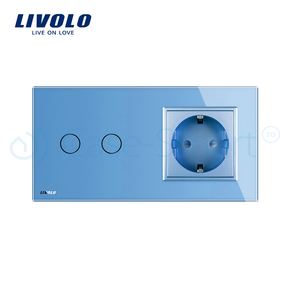 Intrerupator Dublu + Priza Livolo, Sticla Touch - imagine 14