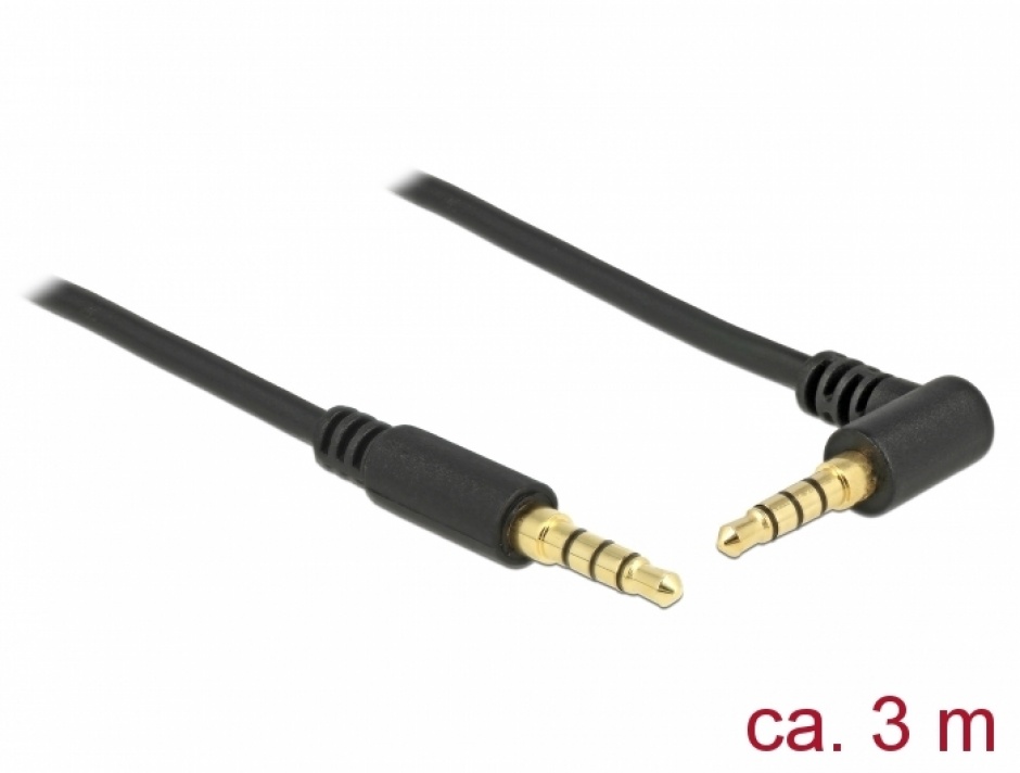 Cablu Audio Delock 3.5mm 3m pentru iPhone cu Husă