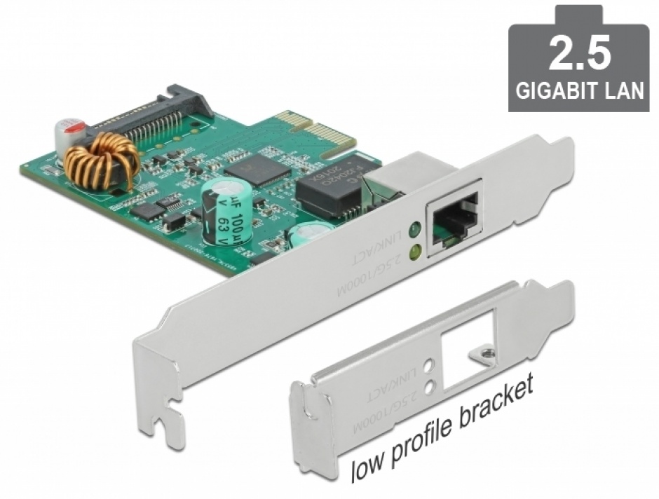 Placă Rețea Delock 2.5G PCIe cu PoE+