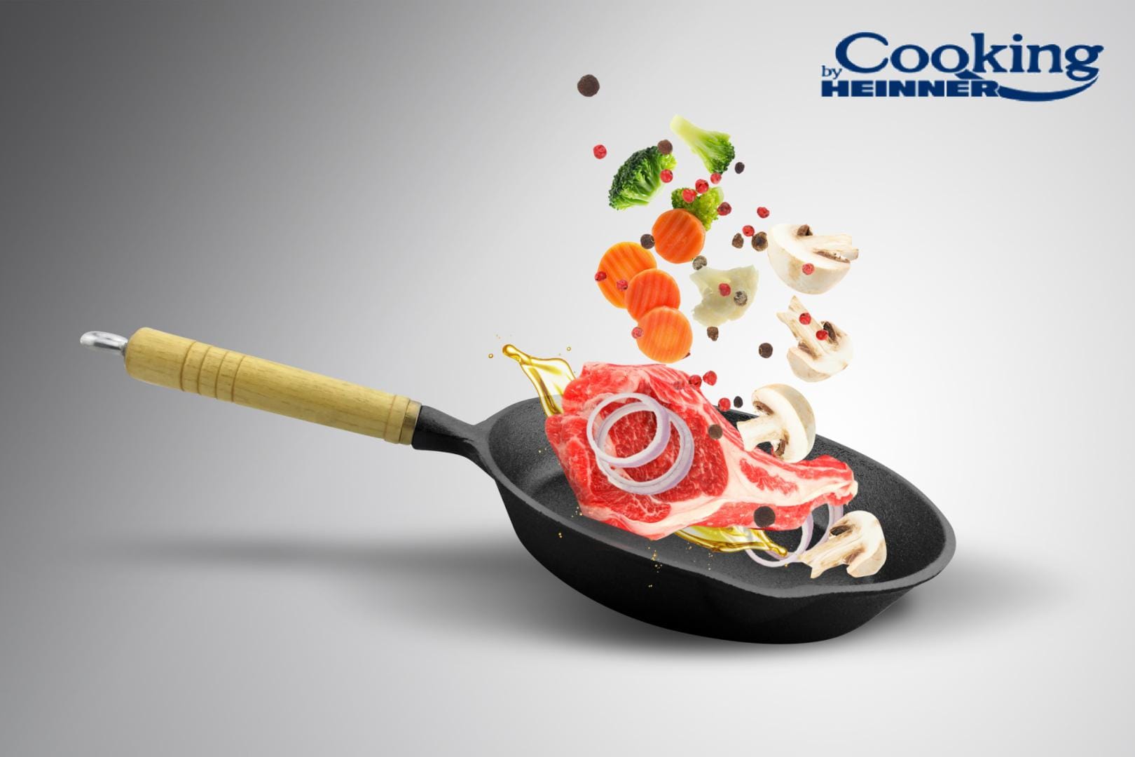 Tigaie HEINNER Cooking Fontă Pură Mâner Lemn 23x4 cm