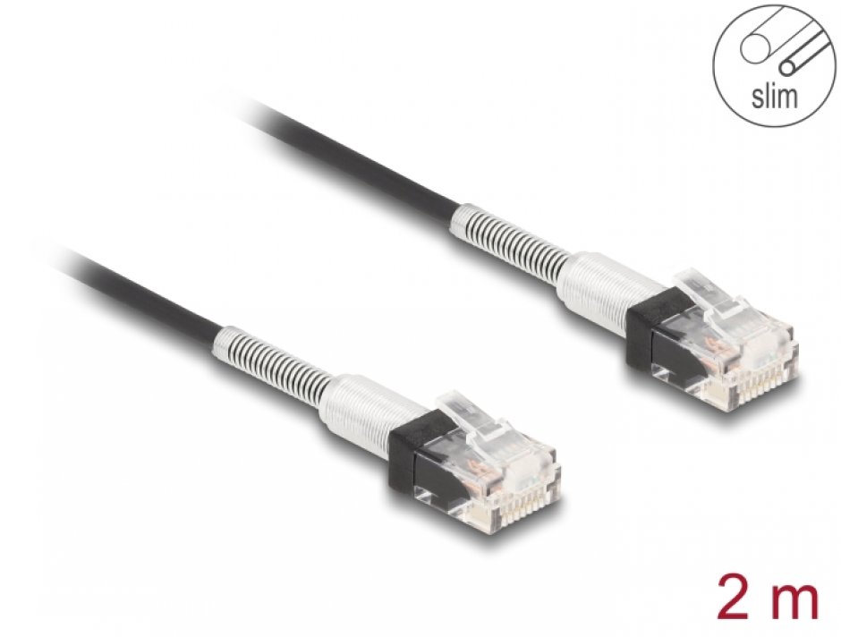 Cablu Delock RJ45 Cat.6A Slim 2m, Protejat la Indoire