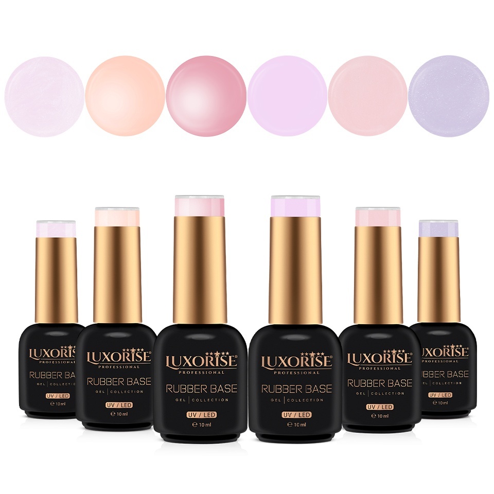 Set 6 Rubber Base 10ml LUXORISE Princess Charm, nuante perlate