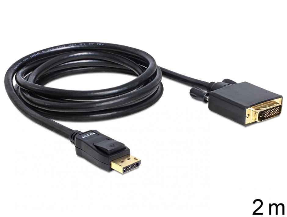 Cablu DisplayPort la DVI-D 2m Negru Delock