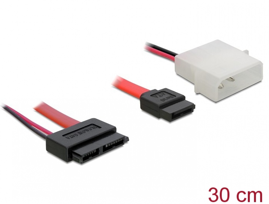 Cablu Slim SATA la SATA 7p + 2p, Delock 30cm