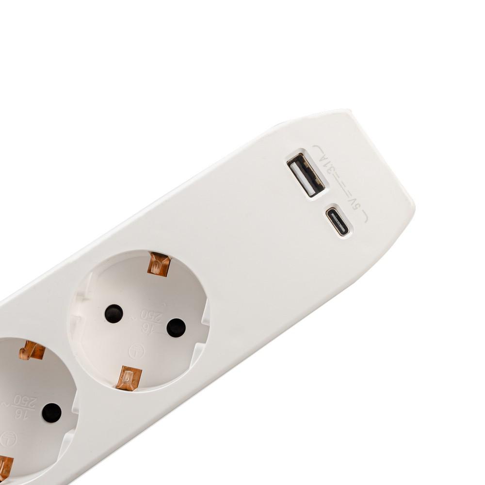 Prelungitor Spacer 3m cu USB și Type-C - 3500W, 3 Prize - imagine 4