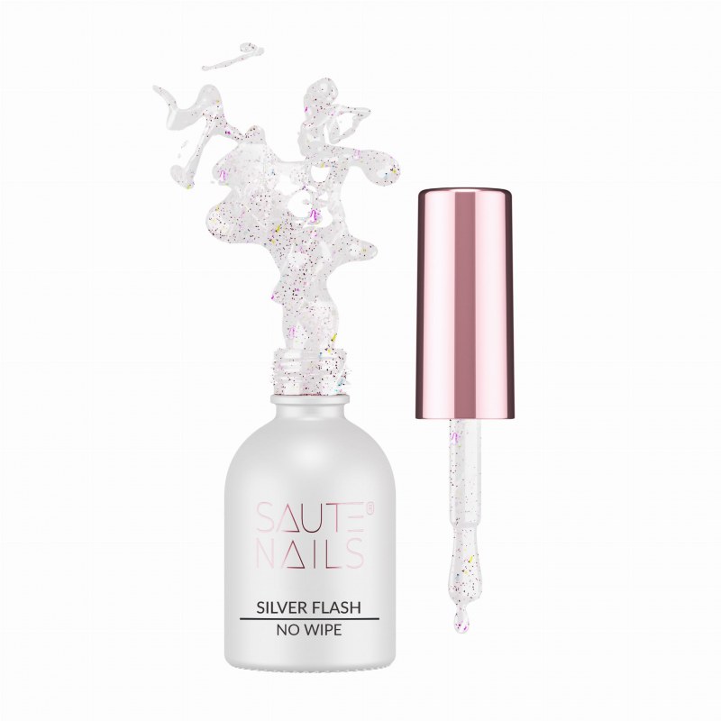 Ojă Semi Saute Nails Silver Flash Top No Wipe 8ml