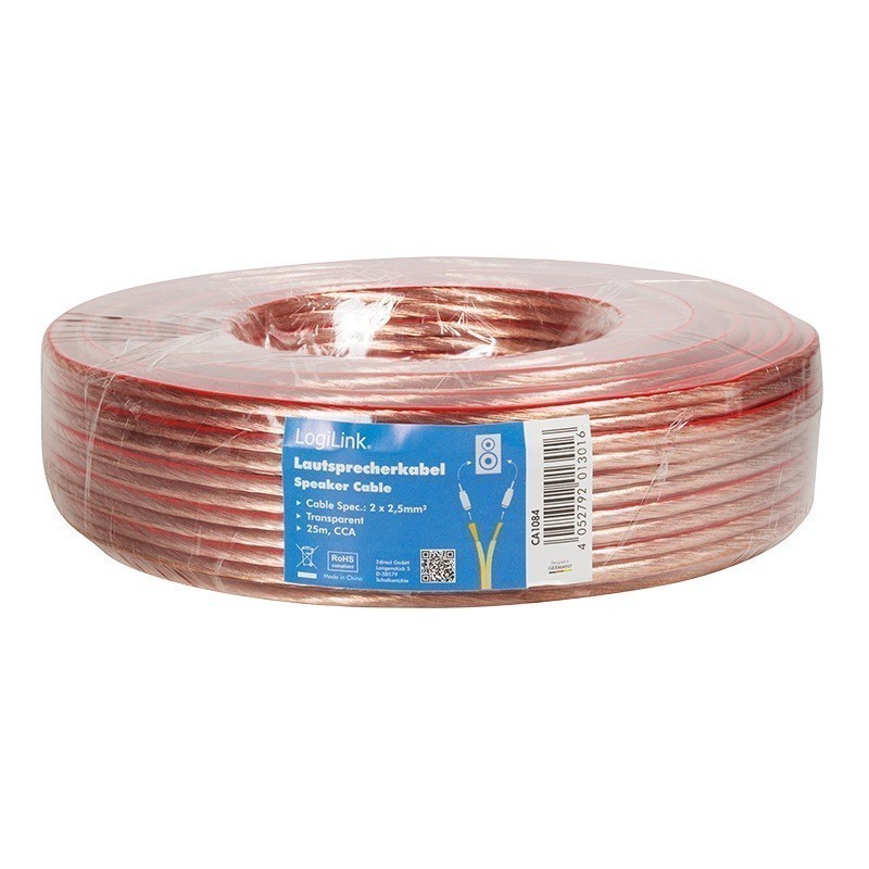 Rola Cablu Audio Logilink 25m, 2x2.5mm²