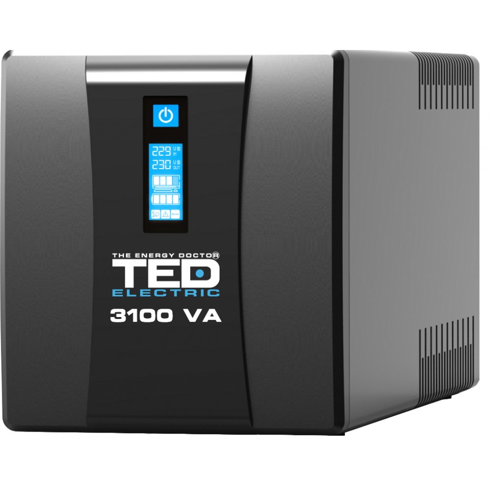 UPS TED 3100VA 1800W, Stabilizator, 3 Ieșiri
