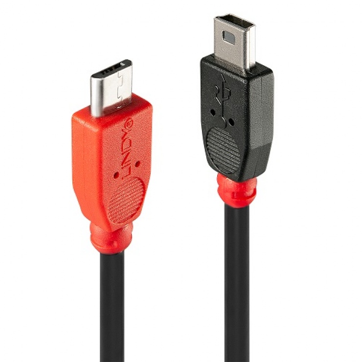 Cablu USB OTG Lindy L31717, Micro-B la Mini-B, 0.5m