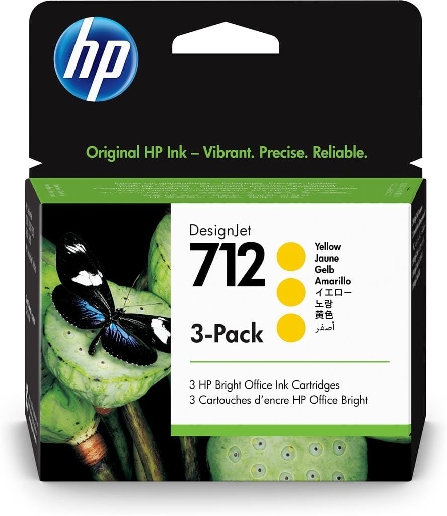 Tri-Pack HP 712 Yellow DesignJet 29ml - Original - imagine 2