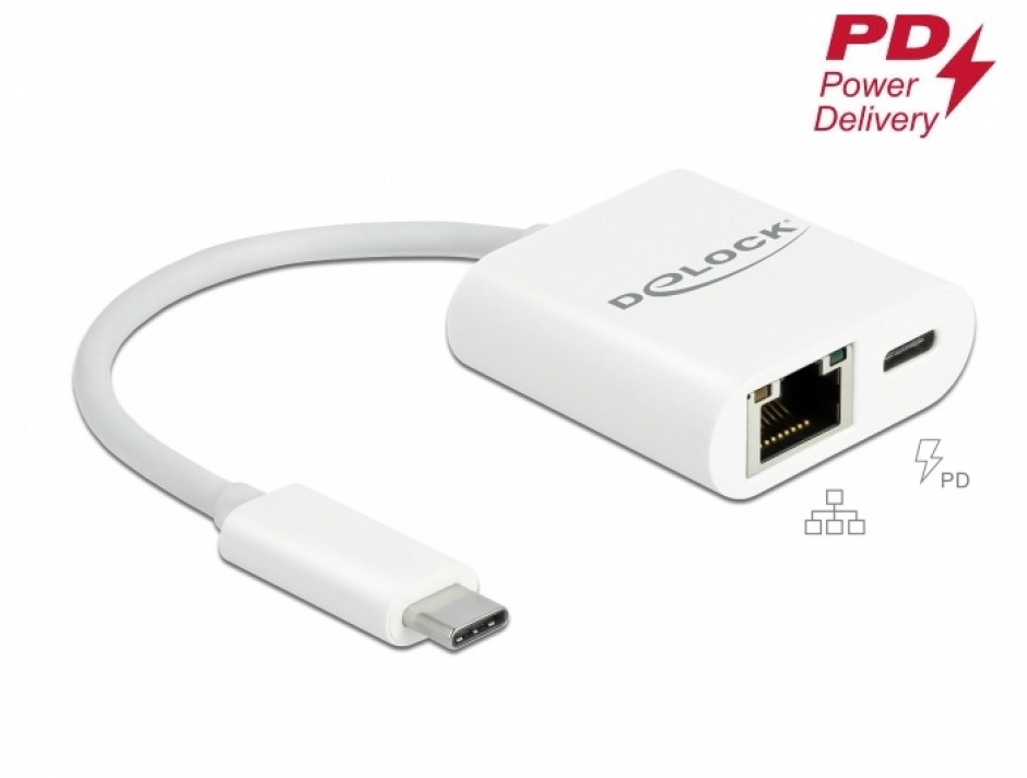 Adaptor USB-C la Gigabit Delock, PD 60W