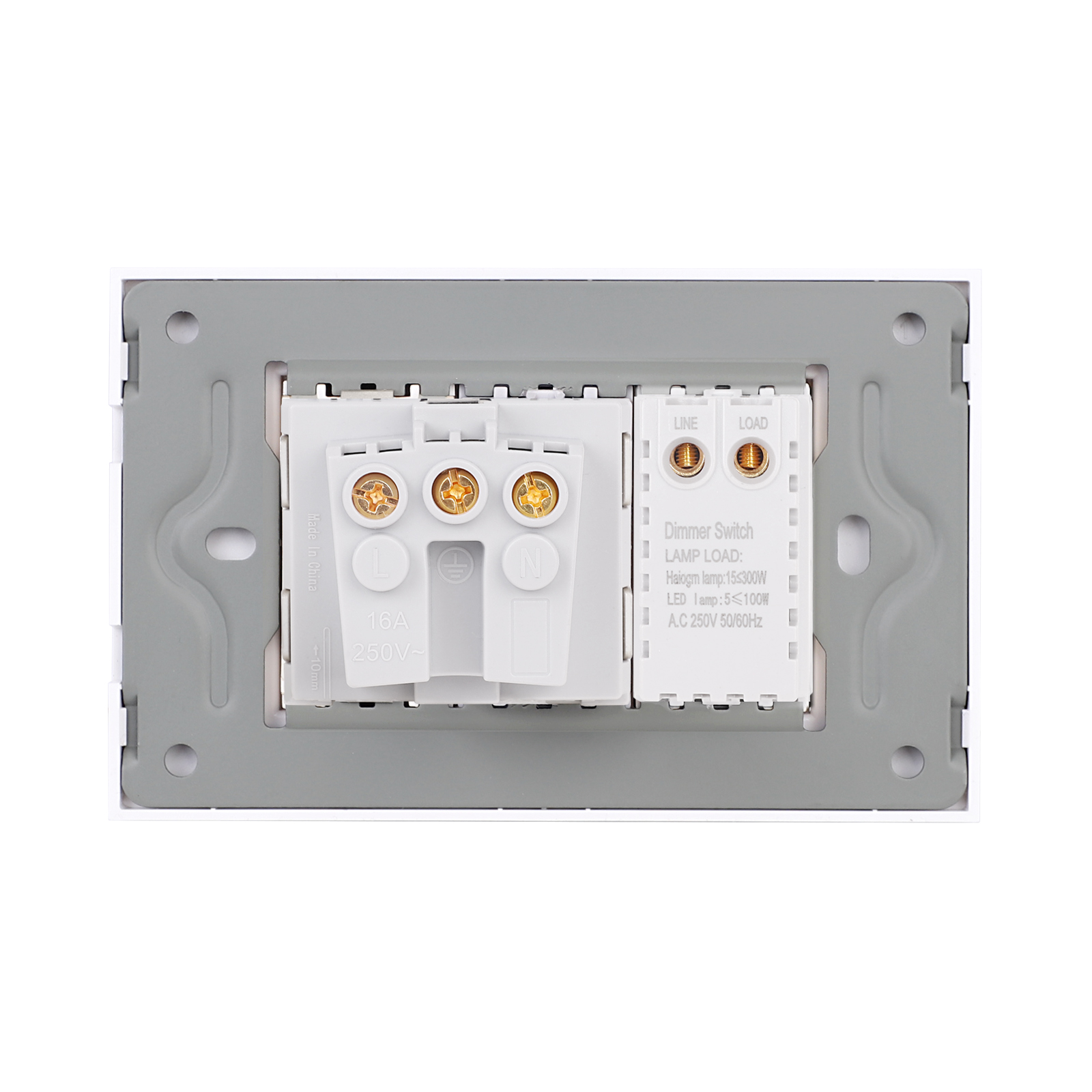 Întrerupător cu Variator + Priză LUXION, Rama Sticlă, IP44 - imagine 4