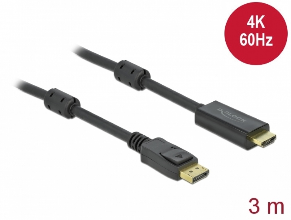 Cablu Activ DisplayPort la HDMI 4K, 3m, Delock