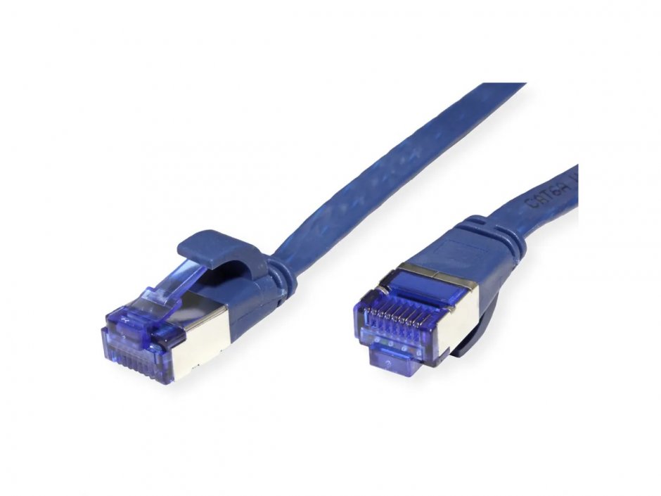 Cablu RJ45 Flat FTP Cat.6A 1.5m Albastru