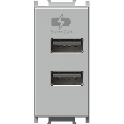 Modul Încărcător Dublu USB TEM, 2.1A, Argintiu