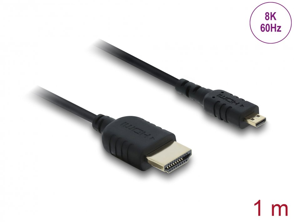 Cablu HDMI Micro-D 8K Delock, 1m, High Speed